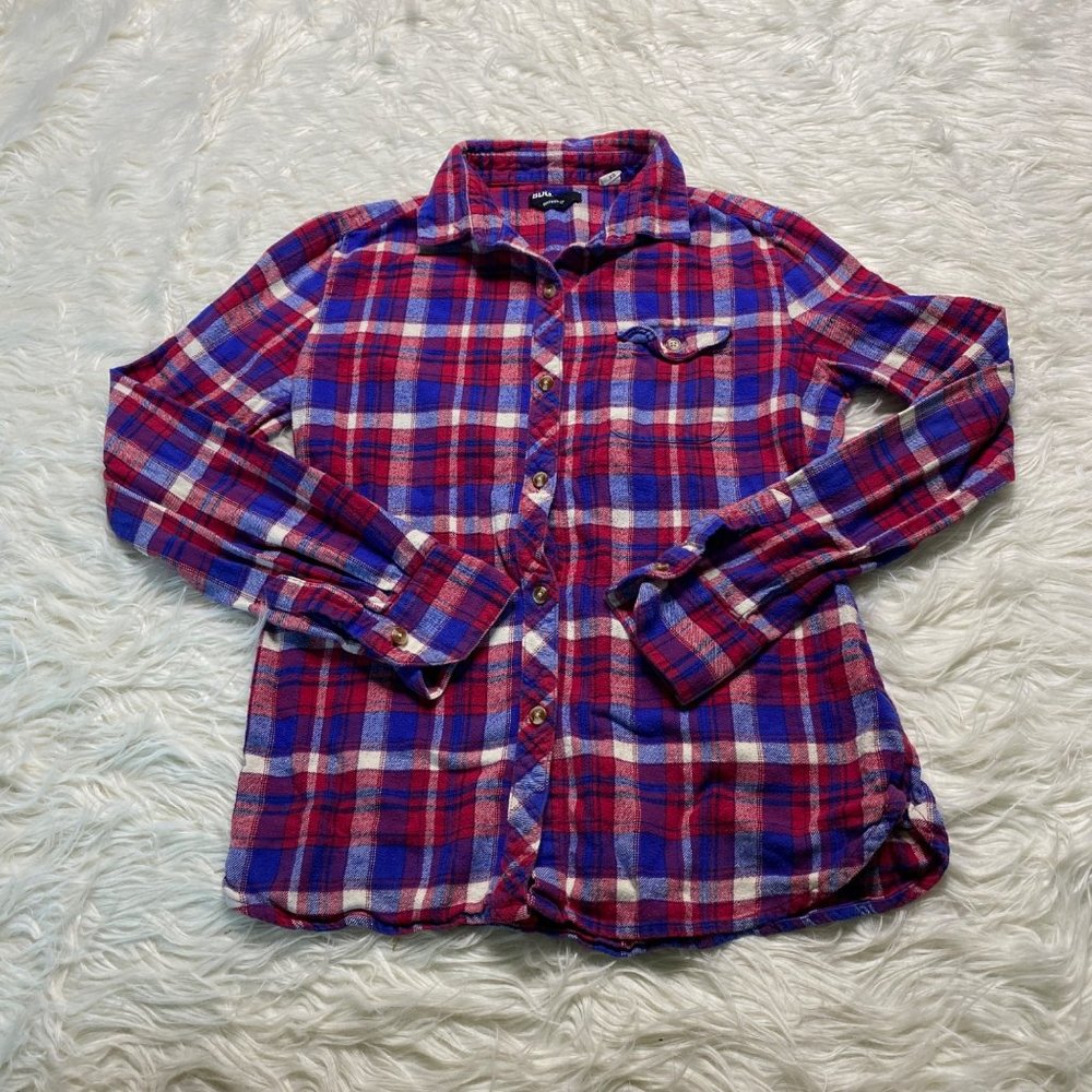 BDG Women's Button Down Flannel‎ Plaid Long Sleeve Boyfriend Fit Size XS